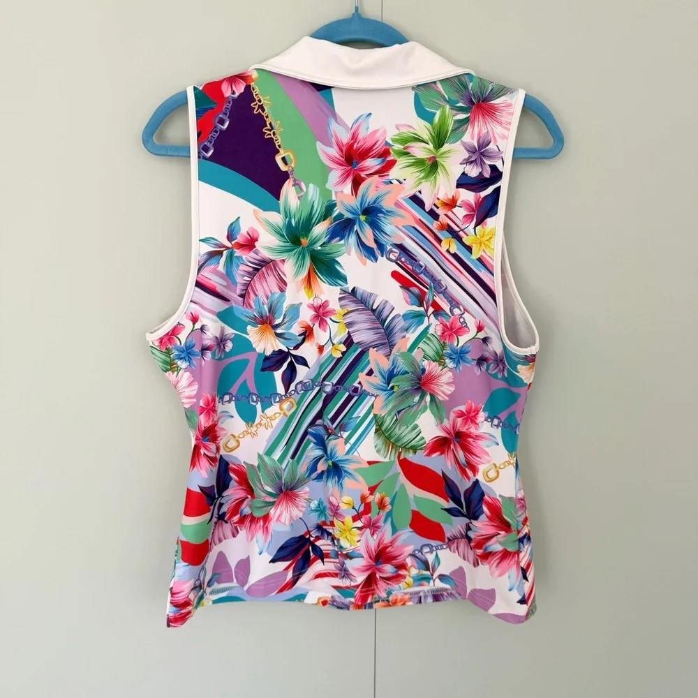 BOSTON PROPER B-Active Printed Polo Sport Top Style 2CM4990 - Picture 5 of 7